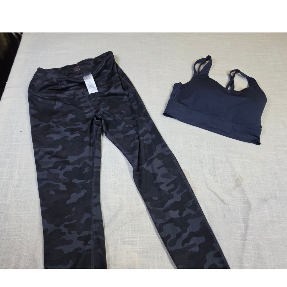 Danskin Womens Black Camo High Waist Leggings and Avia Sports Bra Medium